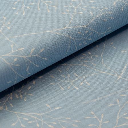 Canvas Baumwolle "Zweige/Blätter" (hellblau-natur)