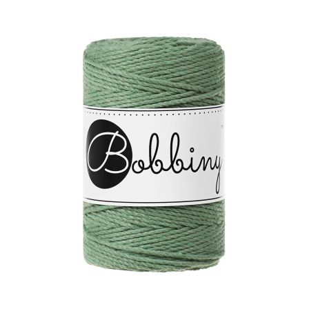 Fil macramé en coton recyclé "Rope Ø 1.5 mm - eucalyptus green" (vert sauge) de Bobbiny