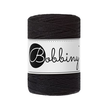Fil macramé en coton recyclé "Rope Ø 1.5 mm - black" (noir) de Bobbiny