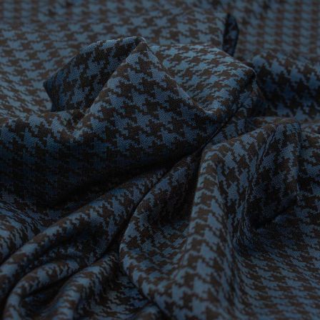 Maille jacquard en coton "Geometrix Pied de Poule" (noir/bleu)