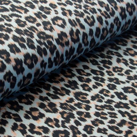 Sweat d'été en coton - french terry "Animal/léopard" (bleu glacier-noir/brun)