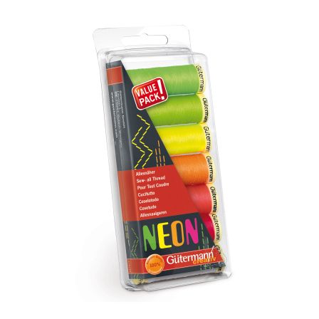 Nähgarn Set - Allesnäher "Neon Kit" 7 Spulen à 100 m (neon) von Gütermann