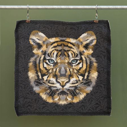 Jacquard Gobelin Panel "Tiger" 48 x 48 cm (schwarz-gold/braun)