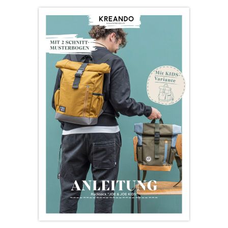 Kombi-Anleitung mit 2 Schnittmustern Rucksack "JOE" & "JOE KIDS" von KREANDO