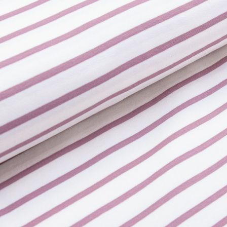 Sweat d'été en coton - french terry "Stripes/rayures" (offwhite-vieux rose)