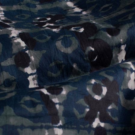 Voile Baumwolle "Indian Style - Maxi Flower" (grau/dunkelblau/weiss)
