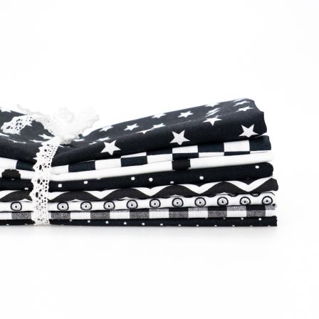 Stoffpaket - Baumwolle "Black & White" 8-teilig (schwarz/weiss)