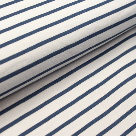 Sommersweat Baumwolle - French Terry "Stripes/Streifen" (offwhite-blau)
