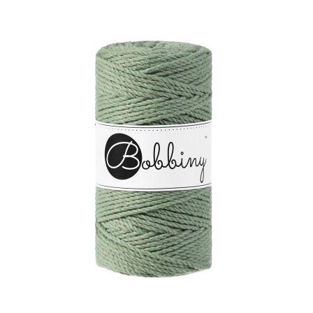 Fil macramé en coton recyclé "Rope Ø 3 mm - eucalyptus green" (vert sauge) de Bobbiny
