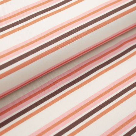 Canvas Bio-Baumwolle "Retrosummer Stripes" (ecru-rosa/orange/braun) von lillestoff