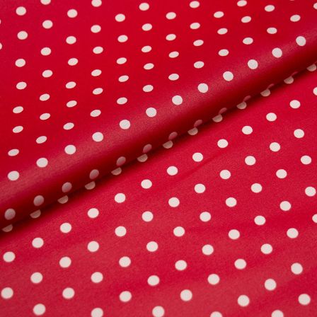 Wachstuch - Baumwolle beschichtet „Teflon Punkte" (rot-weiss)