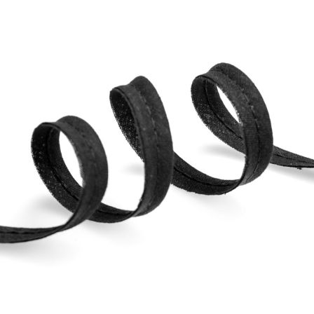 Paspelband Baumwolle "Uni" 12 mm - am Meter (schwarz)