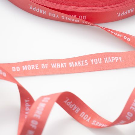 Webband/Satinband "Happy - do more of what makes you happy" (koralle-weiss) von Prülla