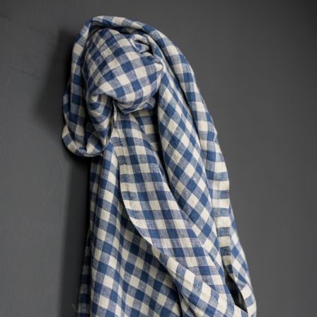 Tissu en lin - à partir de fils teintés "Faro-Gingham/vichy" (bleu/crème) de MERCHANT & MILLS