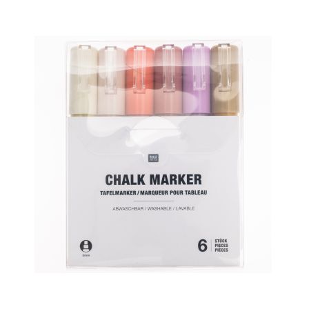 Marqueur craie "Window chalk - nature" 3 mm, lot de 6 pces (beige/corail/lilas) de RICO DESIGN