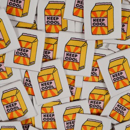 Étiquettes tissées "Keep cool" - lot de 5 (blanc-orange/jaune/rose) de ikatee