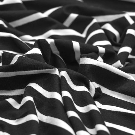 Tissu jersey en viscose "Rayures" (noir-blanc)
