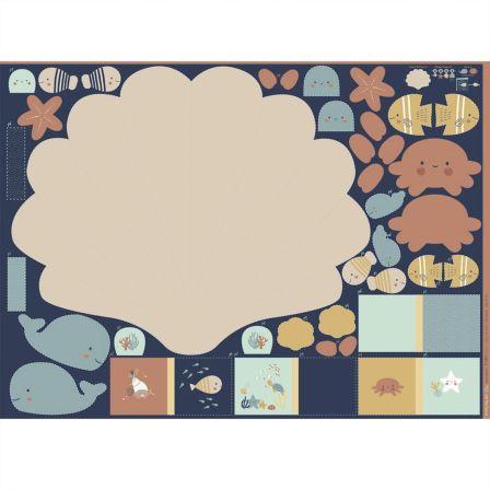 Popeline de coton - panneau "Tapis d'éveil coquillage" (multicolore)