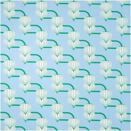 Popeline de coton "Bourgeons" (bleu clair-blanc/vert) de Rico Design