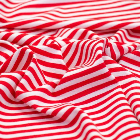 Jersey strié - Viscose ''Rayures'' (rouge/blanc)