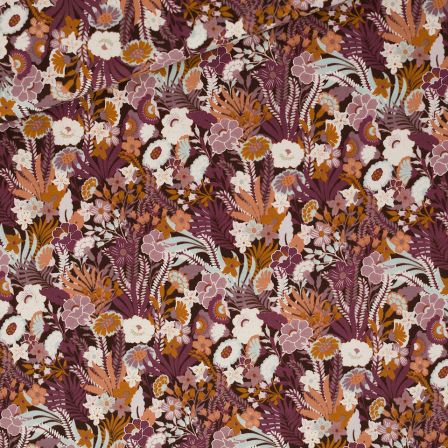 Sommersweat Baumwolle "Flower Wealth - nocturne purple" (braun-mauve/rost) von See You at Six
