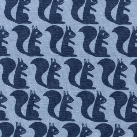 Jersey Baumwolle "All my Friends/Eichhörnchen" (hellblau-dunkelblau) von SWAFING