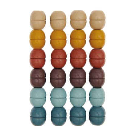 Perles en bois "Macramé" 19 x 22 mm - 24 pièces (orange/brun/bleu) de RICO DESIGN