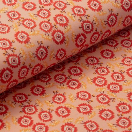Jersey de coton "Mer de fleurs" (rose-rouge clair/abricot)