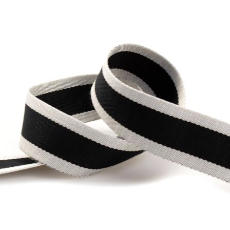 Gurtband "Streifen Duo" 40 mm (schwarz-weiss)