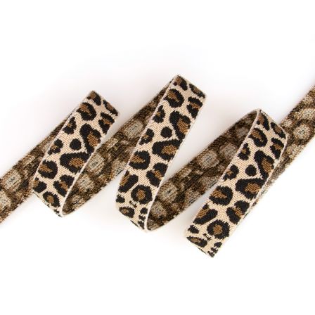 Elastikband "Jacquard Leopard" 20 mm (beige-braun/schwarz)