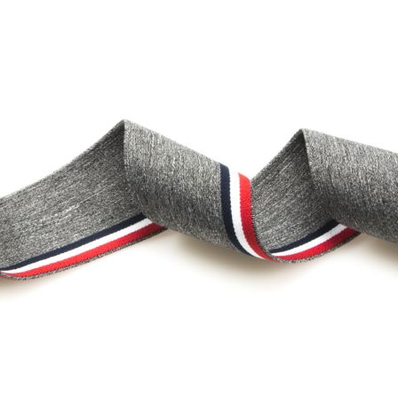 Bande élastique "Rayures" 45 mm (gris-bleu/blanc/rouge)