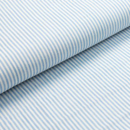 Coton/viscose - fil teint "Rayures verticales" (offwhite/bleu clair)