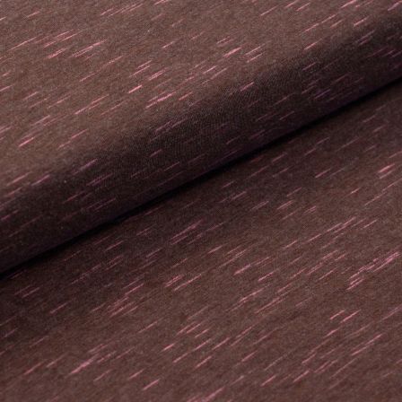 Jersey de coton/viscose "Sakura chiné" (brun chocolat chiné-rose fluo) de Rico Design