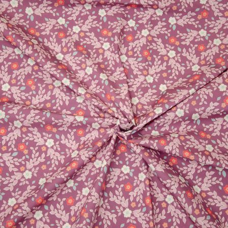 Popeline de coton "Emilie/fleurs en folie" (mauve-rose/rouge) de hilco
