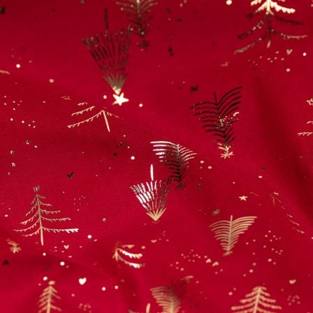 Canvas Baumwolle "Weihnachten - Hot Foil" (dunkelrot-gold)