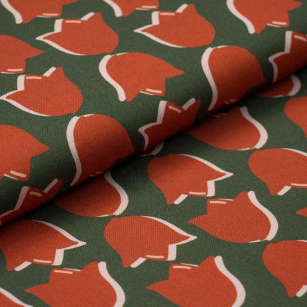 Viscose "Retro Tulip by Cherry Picking" (olive-rouille) de Swafing