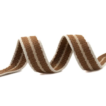 Gurtband Baumwolle "Duo Streifen" 32 mm (natur-braun)