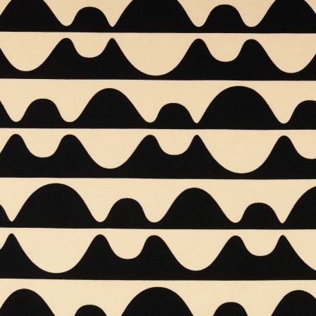 Sommersweat Baumwolle - French Terry "Retro/Waves" (ecru-schwarz)