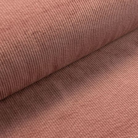 Velours à grosses côtes coton stretch "washed" (vieux rose)