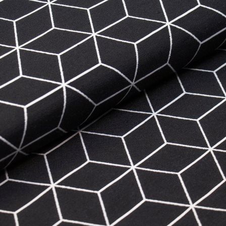 Tissu de décoration jacquard "Losanges/cubes" (noir-blanc)