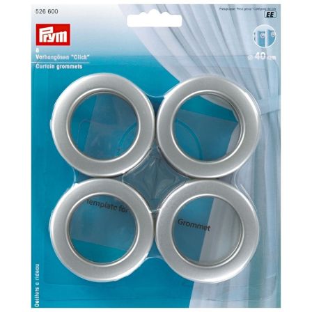 PRYM Vorhangösen Click -  Ø 40 mm, 8 Stück (silber matt) 526600