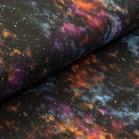 Jersey de coton "Galaxie" (noir-multicolore)