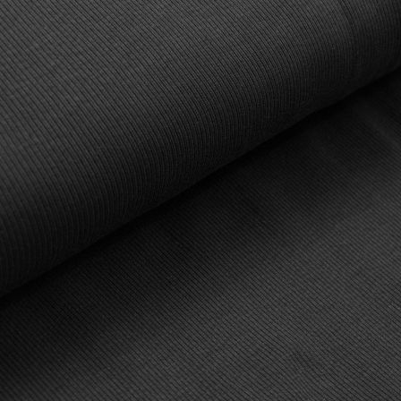 Jersey côtelé en coton - uni “Amy” (noir)