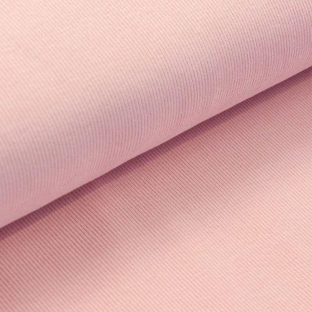 Jersey côtelé en coton - uni “Amy” (rose poudre)