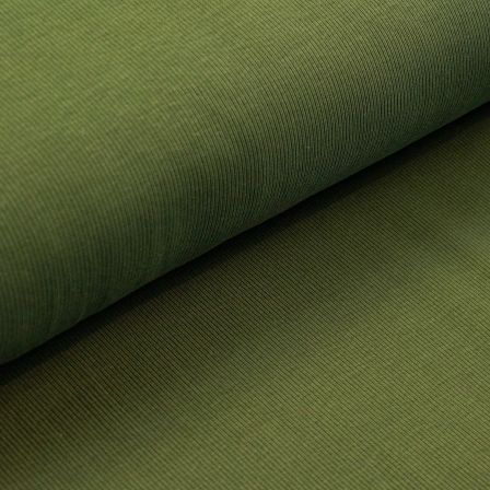 Jersey côtelé en coton - uni “Amy” (olive foncé)