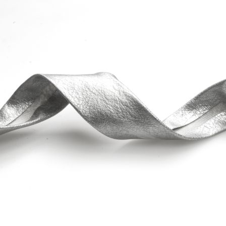 Schrägband Kunstleder "Metallic" 20 mm (silber)
