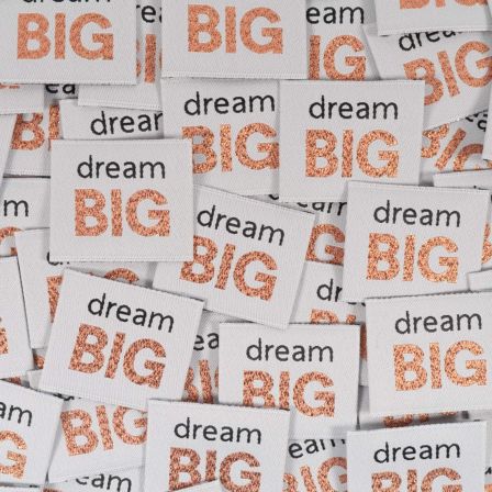Étiquettes tissées "Dream BIG" - lot de 5 (blanc-cuivre-noir) de ikatee