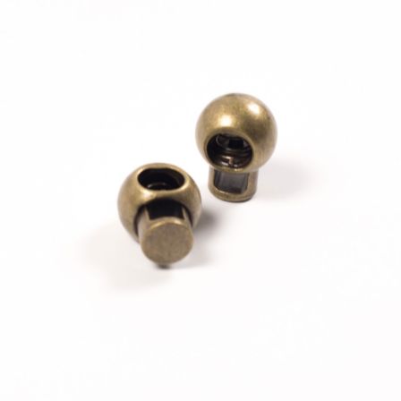 Kordelstopper Metall 18 mm "1-Loch rund" - Set à 2 Stk. (altmessing)