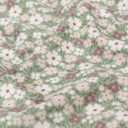 Popeline Baumwolle "Blumenfeld" (pastellmint-weiss/rosa)