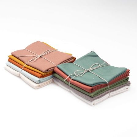 Stoffreste-Paket "Leinen/Leinen Mix" (gelb/grün/braun/orange)